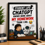 Student Life Funny Wall A4 Frame – ChatGPT Knows More About My Homework Than I Do