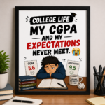 College Life Funny Wall A4 Frame – My CGPA and My Expectations Never Meet
