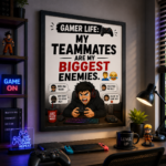 Gamer Life Funny Wall A4 Frame – My Teammates Are My Biggest Enemies - Image 2